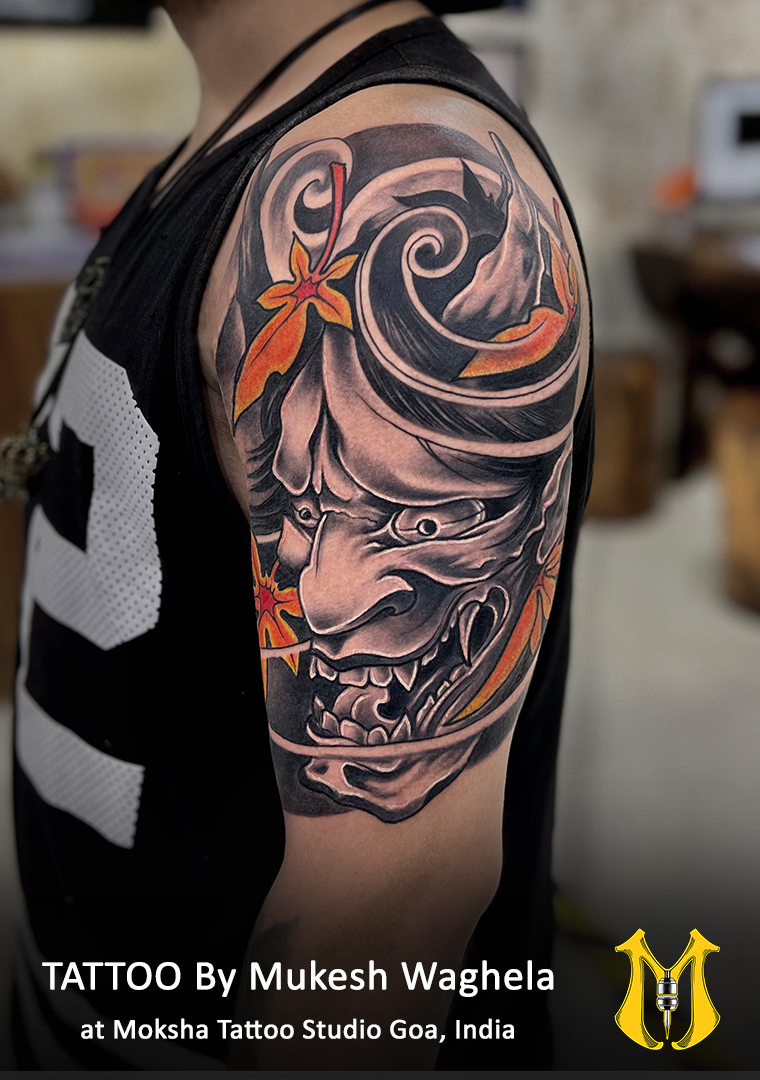 Hannya Mask Tattoo Hannya Mask Tattoo By Mukesh Waghela The Best Tattoo Artist in Goa