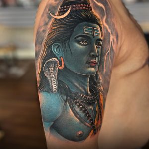 Shiva Tattoo By Mukesh Waghela Best Tattoo Artist in Goa. at Moksha Tattoo Studio Goa India.